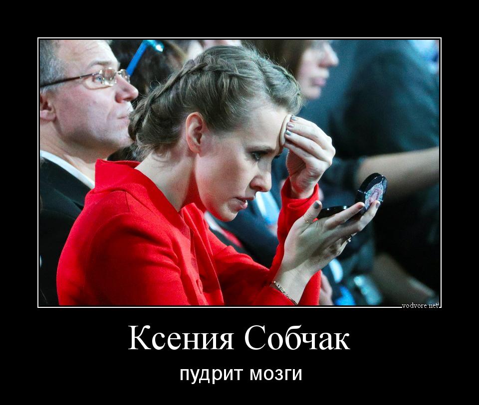 Демотиватор: Ксения Собчак пудрит мозги