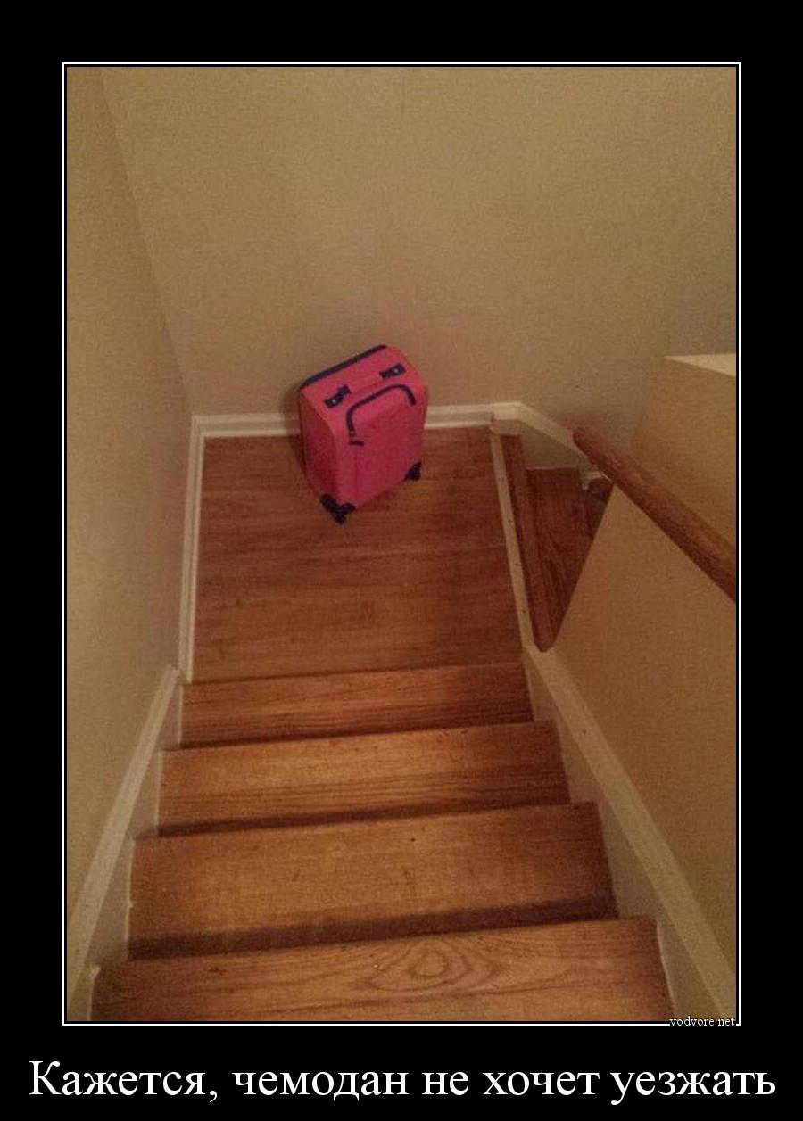 Демотиватор: Кажется, чемодан не хочет уезжать 